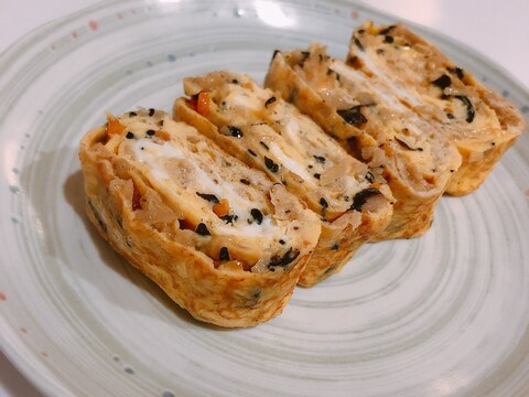 余った切干し大根の煮物で！厚焼き卵